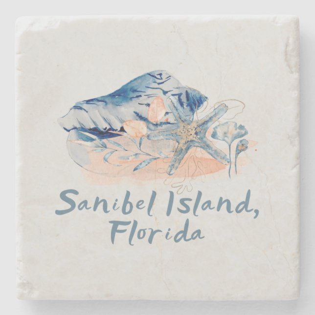 Posavasos De Piedra Casas marinas de la isla de Sanibel (Anverso)