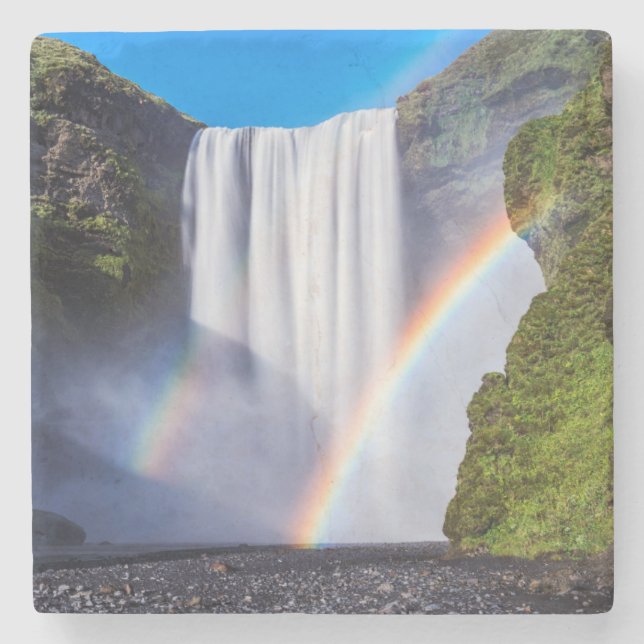 Posavasos De Piedra Cascada y arco iris (Anverso)