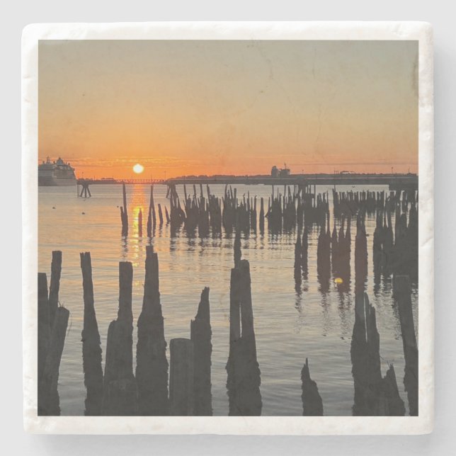 Posavasos De Piedra Casco Bay Sunrise Coaster (Anverso)