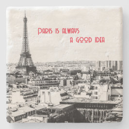 Posavasos De Piedra Cascos temáticos de París en blanco y negro