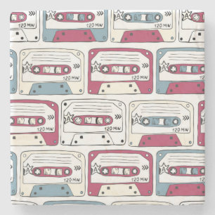 Posavasos De Piedra Casetes de música retro: Patrón de fondo de rock