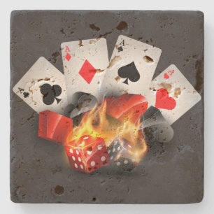 Posavasos De Piedra Casino Flame Poker Negro