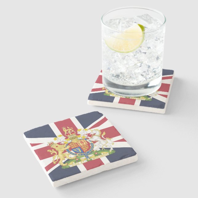 Posavasos De Piedra caso de teléfono de bandera del Reino Unido (Lateral)