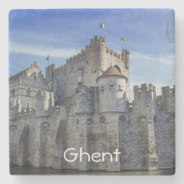 Posavasos De Piedra Castillo de los Condes en Gante. (Anverso)