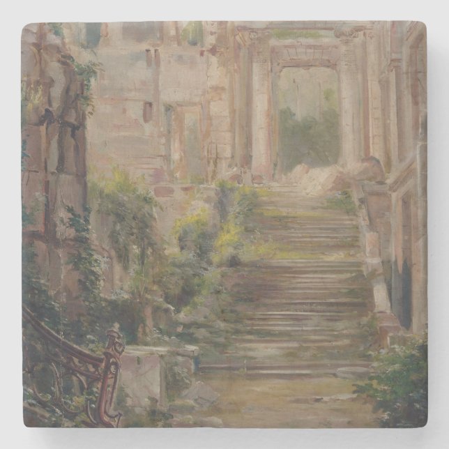 Posavasos De Piedra Castillo de Saint-Cloud Ruins Stairs (Anverso)