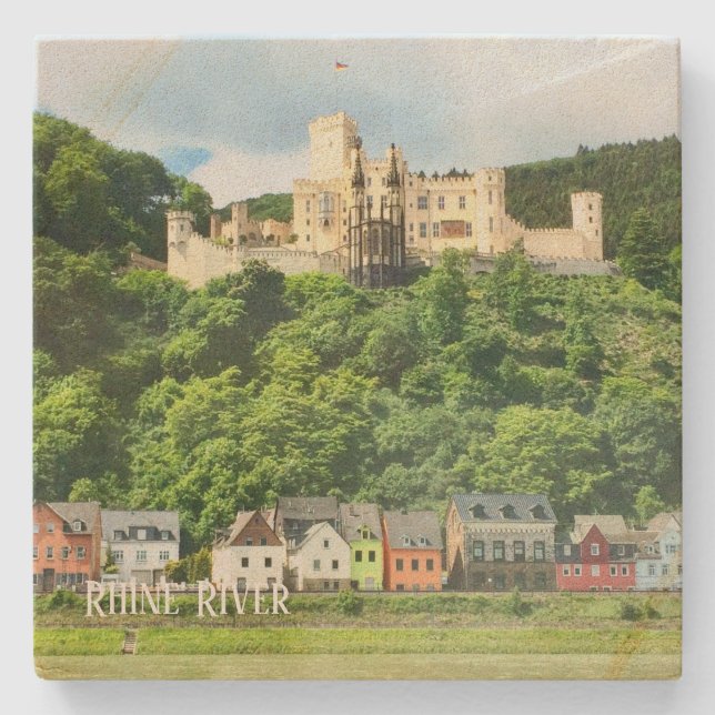 Posavasos De Piedra Castillo del río Rin, Alemania (Anverso)