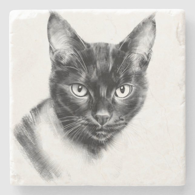 Posavasos De Piedra Cat Charcoal (Anverso)