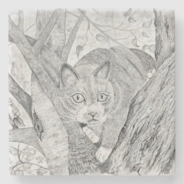 Posavasos De Piedra Cat in Tree