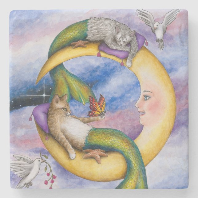 Posavasos De Piedra Cat Mermaid 29 (Anverso)