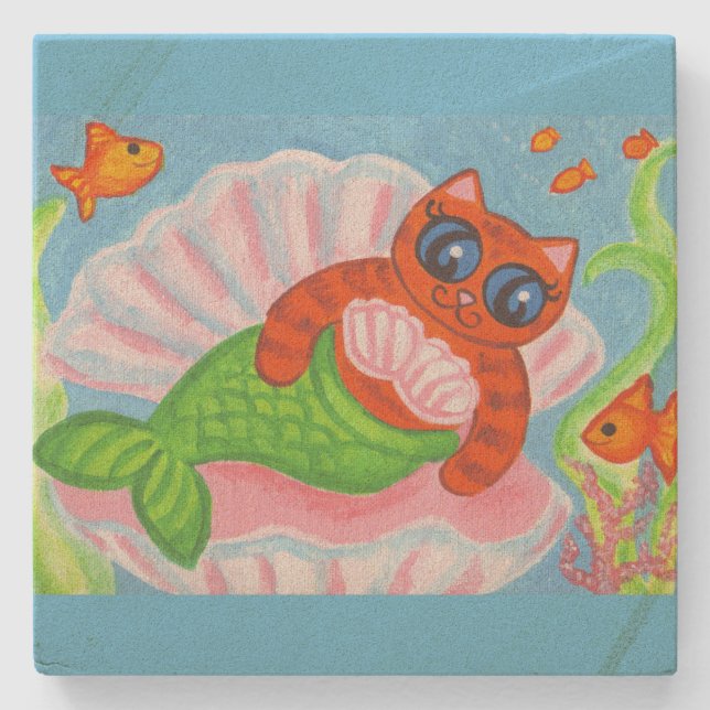 Posavasos De Piedra Cat Mermaid Coaster  (Anverso)