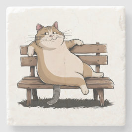 Posavasos De Piedra Cat The Bench Sitter