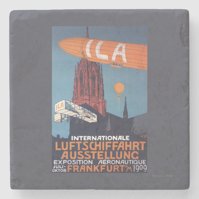 Posavasos De Piedra Catedral roja - 1ra exposición aeronáutica (Anverso)