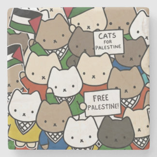 Posavasos De Piedra Cats for Palestine – Kawaii Cats for Justice