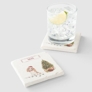 Posavasos De Piedra Cavalier King Charles Spaniel Navidades graciosos