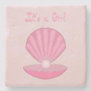 Posavasos De Piedra Caza de ostión de bebé rosa y Personalizado de la 