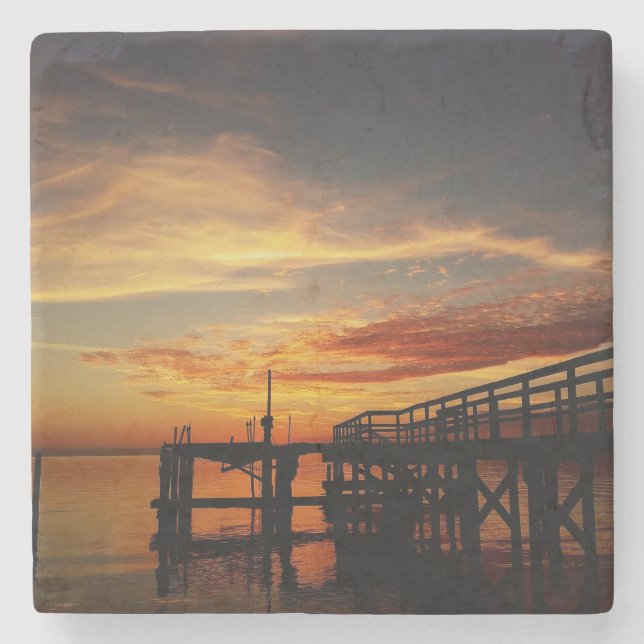 Posavasos De Piedra Cedar Key Sunset 9 (Anverso)