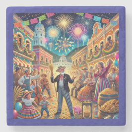 Posavasos De Piedra Celebración Año Nuevo El Año Viejo