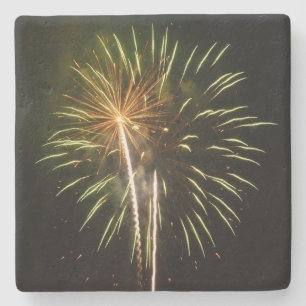 Posavasos De Piedra Celebración de feriado de fuegos artificiales de o