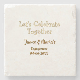 Posavasos De Piedra Celebremos juntos fiesta de compromiso nombre fech