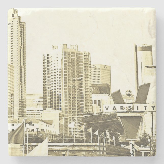 Posavasos De Piedra Centro de Atlanta, Varsity, Plaza Hotel, W, (Anverso)