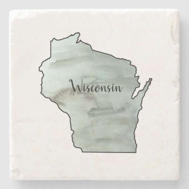 Posavasos De Piedra Cerámica de pintura de Ilustracion de Wisconsin (Anverso)
