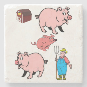 Posavasos De Piedra Cerdo de montaña de piedra de mármol