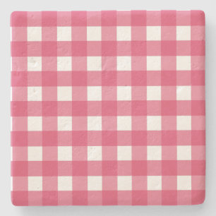 Posavasos De Piedra Cerise gingham