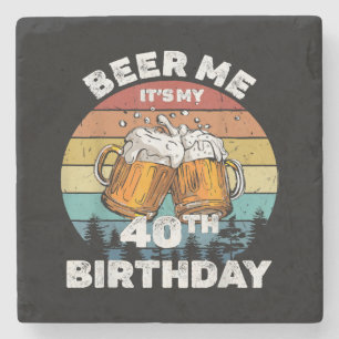 Posavasos De Piedra Cerveza para mí es mi cumpleaños 40