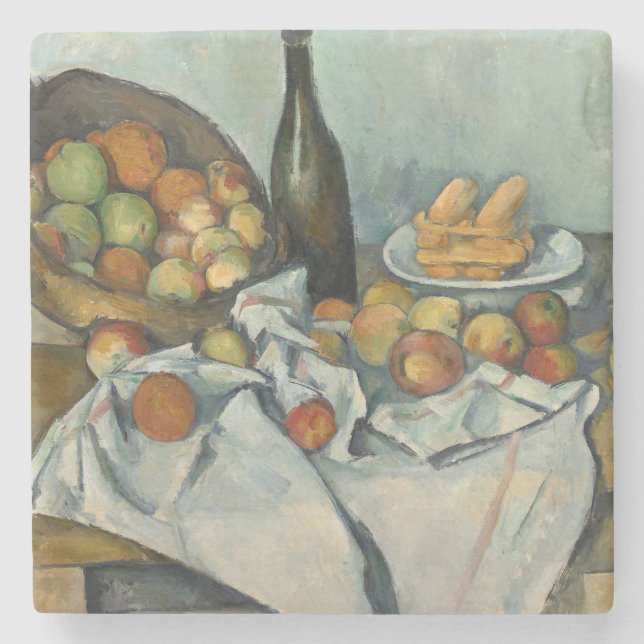 Posavasos De Piedra Cezanne Basket Apples Impresionsionist Art (Anverso)