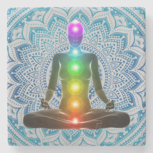 Posavasos De Piedra Chakra, Mandala, castores espirituales de mármol