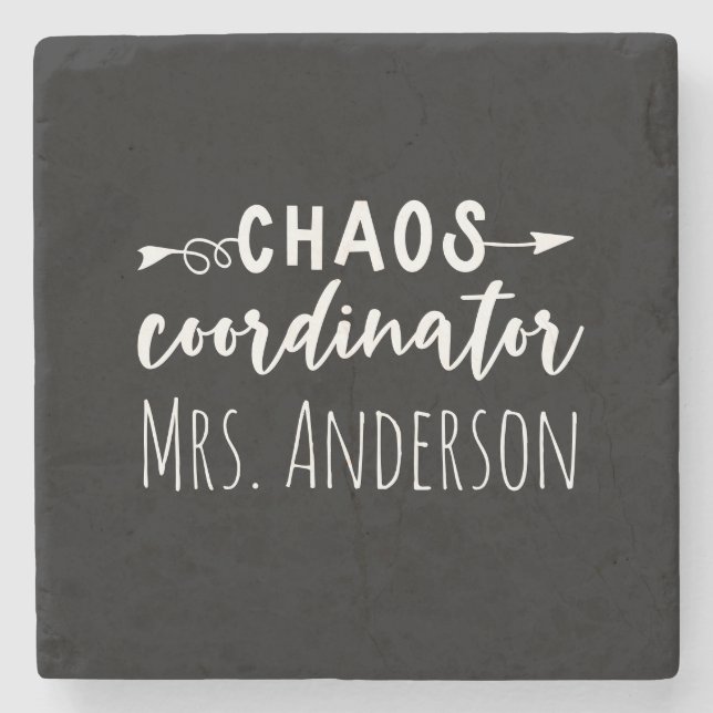 Posavasos De Piedra Chaos Coordinador Oficina Coworker Mom (Anverso)