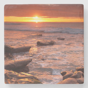 Posavasos De Piedra Charcas de marea al atardecer, California