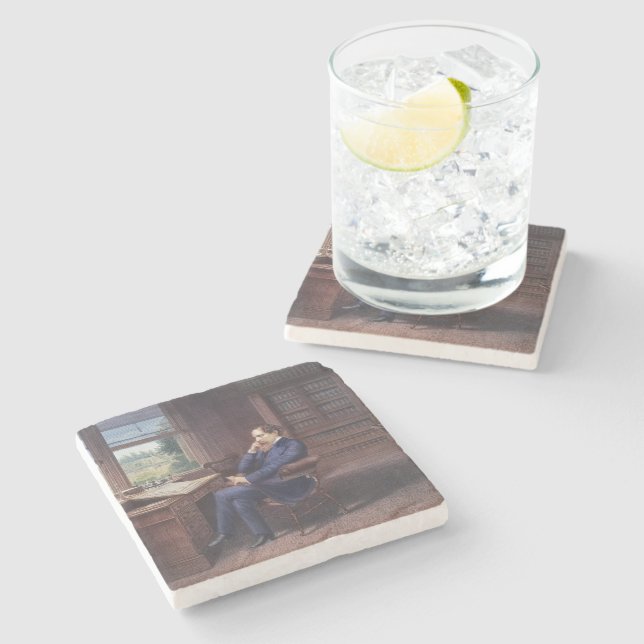 Posavasos De Piedra Charles Dickens en su estudio (Lateral)