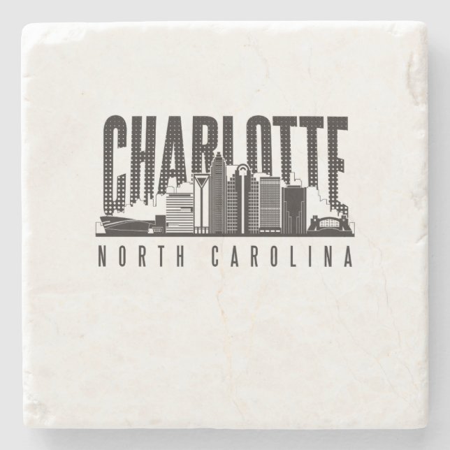 Posavasos De Piedra Charlotte Queen City Skyline Coaster (Anverso)