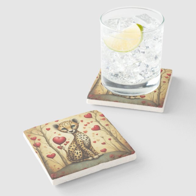 Posavasos De Piedra Cheetah Love 3 (Lateral)