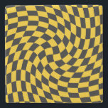 Posavasos De Piedra Cheques amarillos negros retro retorcidos controla<br><div class="desc">El diseño de tablero de ajedrez retro es retro,  con una combinación de colores negro y amarillo retro. El tablero de ajedrez retro giró los años 70 con un estilo psicodélico moderno decoración en casa,  productos de oficina y de escuela y retro retorcido regalos a cuadros.</div>