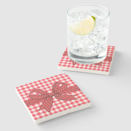 Posavasos De Piedra Cheques rojo y blanco