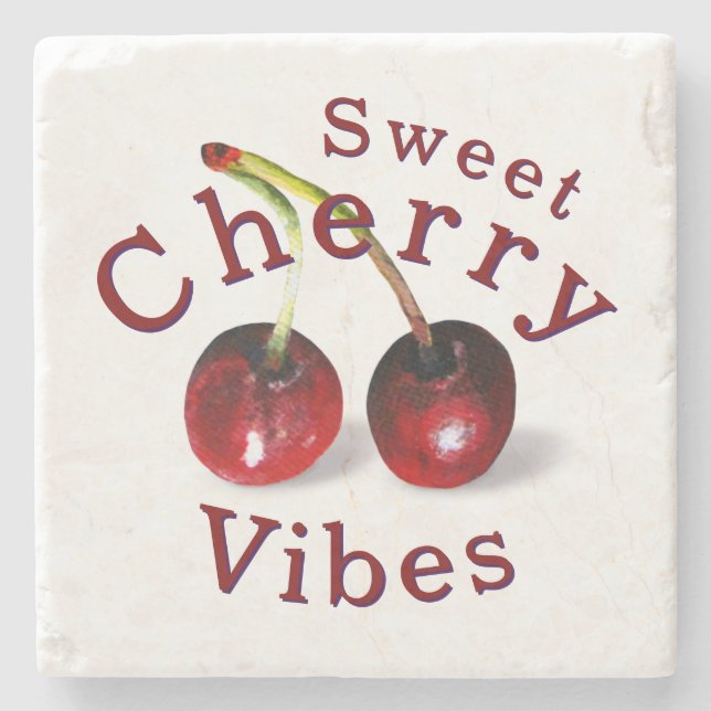 Posavasos De Piedra Cherries Stone Coaster (Anverso)
