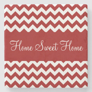 Posavasos De Piedra Cherry Red Chevron Stripes