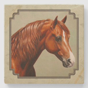 Posavasos De Piedra Chestnut Morgan Horse Sage Green