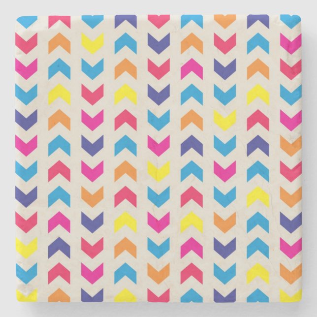Posavasos De Piedra Chevron azteca colorido (Anverso)