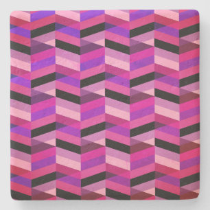 Posavasos De Piedra Chevron/Herringbone abstracto Púrpuras y Violeta