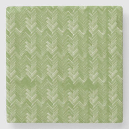 Posavasos De Piedra Chevron Herringbone Pattern Forest Green