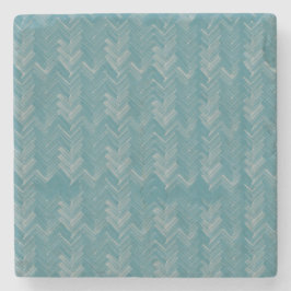 Posavasos De Piedra Chevron Herringbone Pattern Turquoise