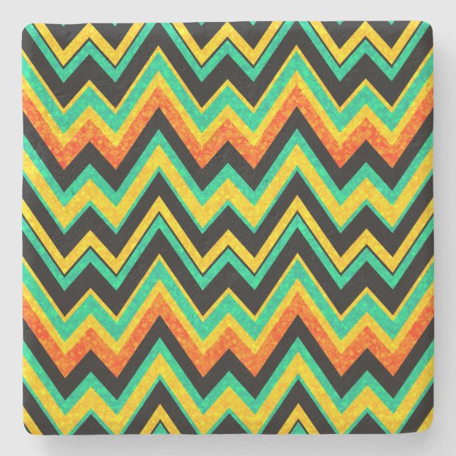 Posavasos De Piedra Chevron zigzag, purpurina de imitación colorido (Anverso)