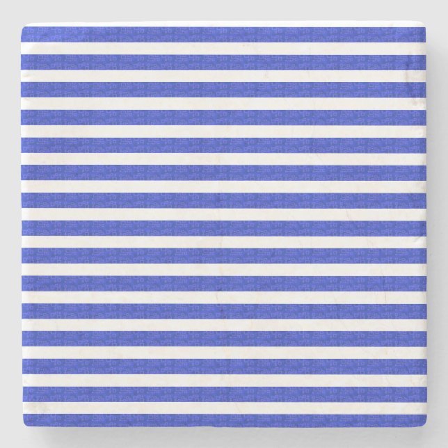 Posavasos De Piedra Chic Blue Geometric Stripes (Anverso)