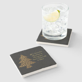 Posavasos De Piedra Chic Holiday Leopard Tree Design