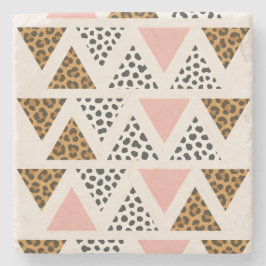 Posavasos De Piedra Chic Leopard & Pink Triangle Pattern