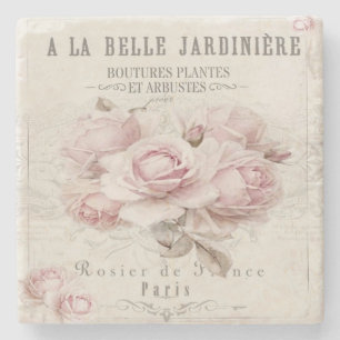 Posavasos De Piedra chic, rústico, vintage, floral, de collage, de ca