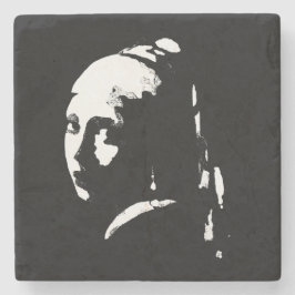 Posavasos De Piedra Chica abstracto con Pearl Earring